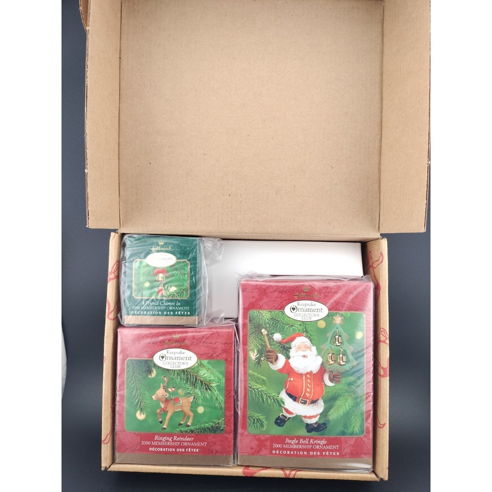 New 2000 Hallmark Keepsake 3 Christmas Ornament Collector's Club Membership Kit